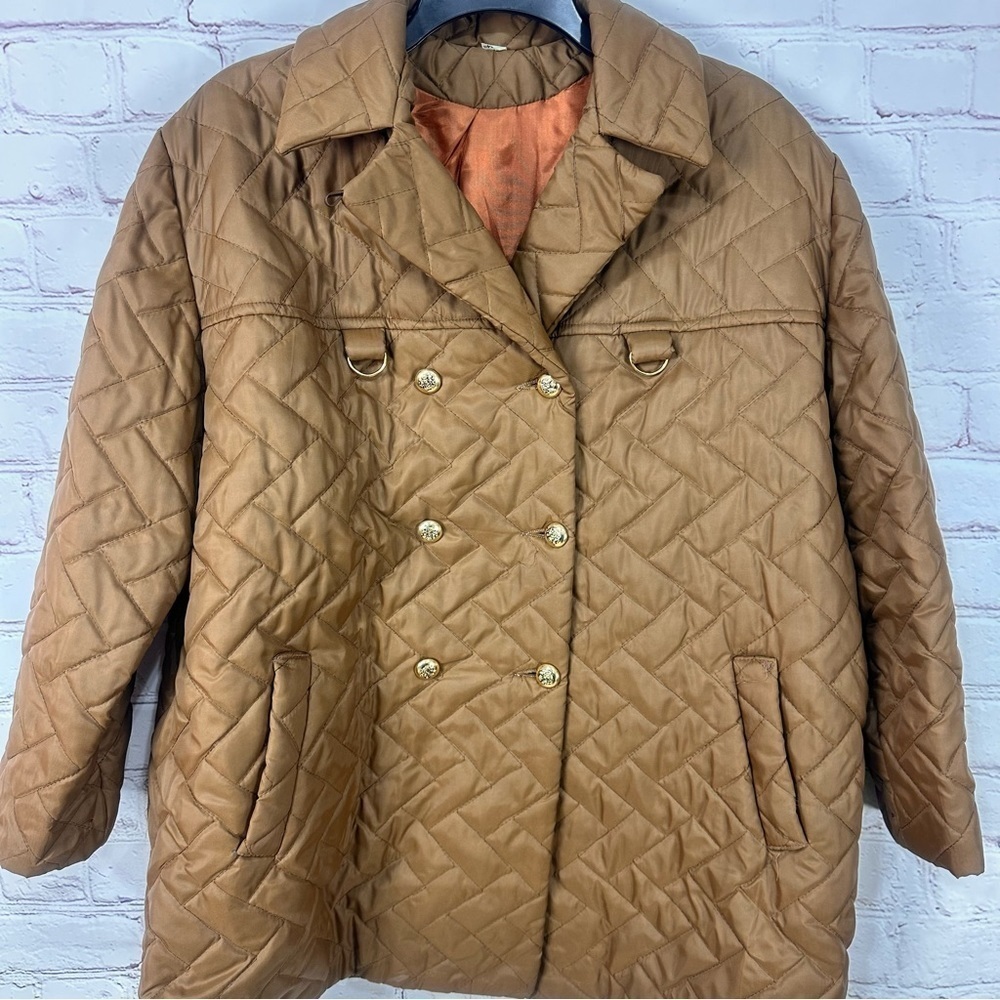 Women’s vintage plus size quilted puffer brown coat 2X pockets neutral - Picture 5 of 5